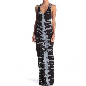 Young Fabulous &  Broke Tie Dye Hampton Crossbody Maxi Dress Gathered Blue Small